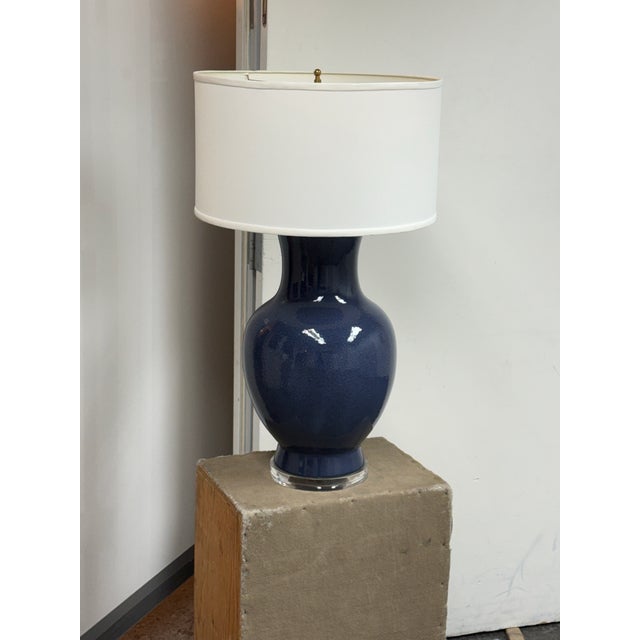 2010s Barbara Cosgrove Cobalt Lapis Table Lamp For Sale - Image 5 of 12