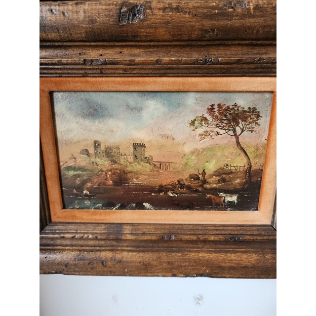 Early 20th Century Antique Rustic Pastoral Oil Paintings - A Pair For Sale - Image 5 of 14