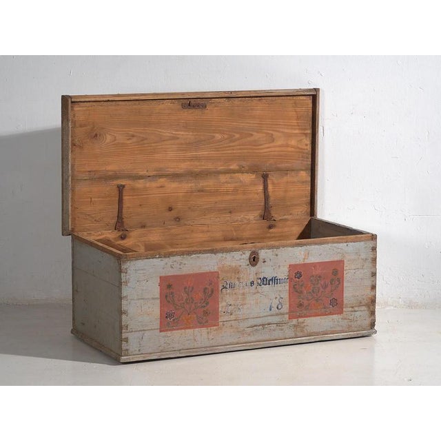 Brown Gray Trunk with Floral Details, 1878 For Sale - Image 8 of 18