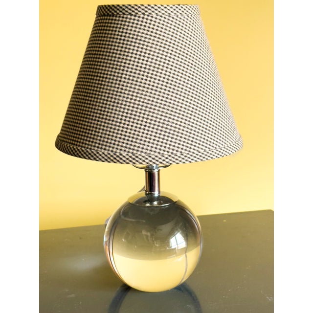 1980s 1980s Giorgio Mini Crystal Table Lamp With Herringbone Lampshade For Sale - Image 5 of 11