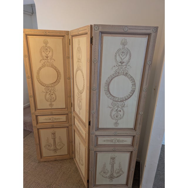 Maitland-Smith Hand Painted Regency Room Divider Screen For Sale - Image 12 of 18