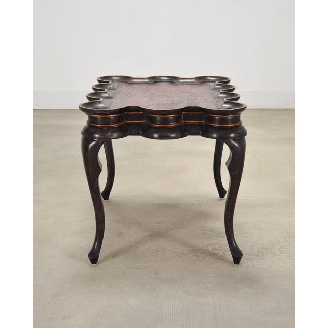 Rose Tarlow Style Chinoiserie Scalloped Lacquer Coffee Table For Sale In Sacramento - Image 6 of 18