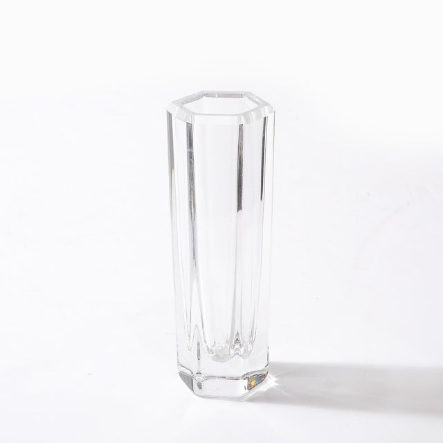 Mid-Century Modern Hexagonal Crystal Vase Signed Bengt Edenfalk for Royal Krona For Sale - Image 10 of 17