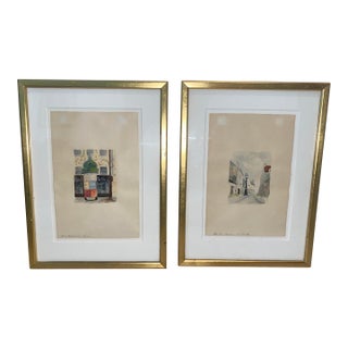 Vintage Paris France Scene Watercolors From Gazette De L’Hotel Drouot Paris / a Pair For Sale