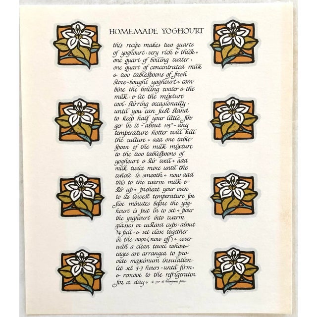 Mid-Century Modern David Goines/Chez Panisse Mid Century Linocut, Out of Print, Homemade Yoghourt For Sale - Image 3 of 3