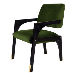 Arches Dining Chair in Green Cotton Velvet by InsidherLand For Sale