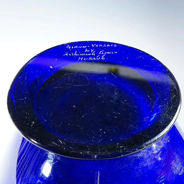 Blue Art Glass Vase by Gianni Versage for Vetreria Archimede Seguso Ca. 1990s For Sale - Image 8 of 9