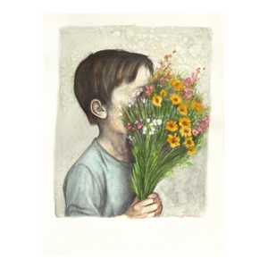 The Whispers Had Changed - Figurative Portrait Watercolor Graphite Original Artwork by Amanda Immurs