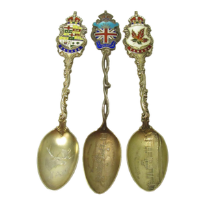 Three Canadian Sterling Silver Enameled Souvenir Spoons