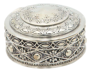 Cylindrical Silver Jewelry Box