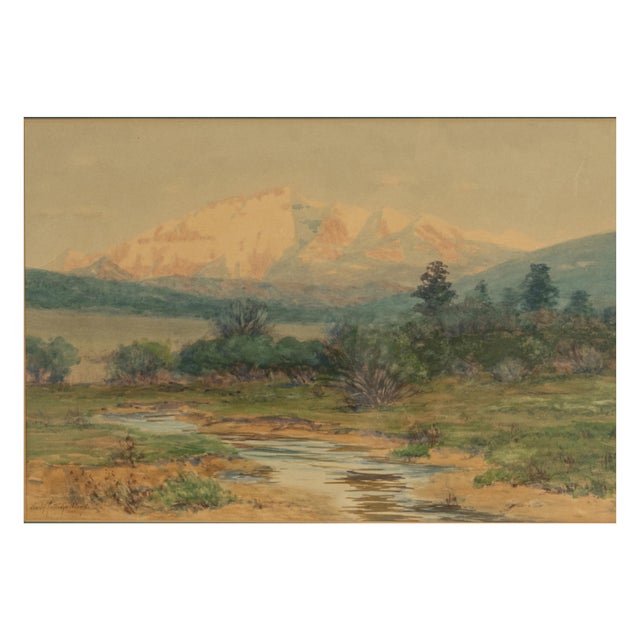 Impressionist Antique Impressionist Painting "Spanish Peaks" Colorado Mountain Landscape 1900 For Sale - Image 3 of 9