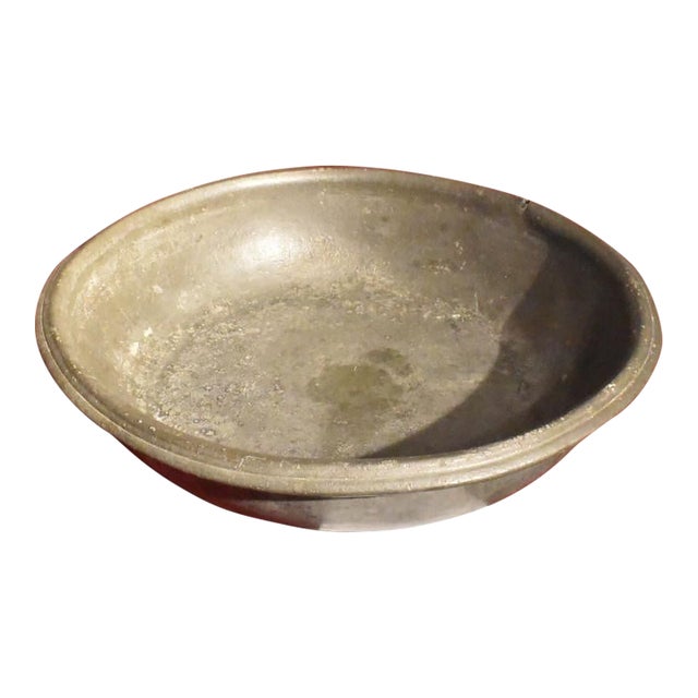 18th Century Pewter Basin With Folded Rim For Sale