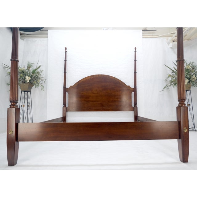 Mahogany King Size Banded Headboard Poster Bed w/ Turned Finials MINT!