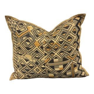 Kuba Cloth Geometric Decorative Pillow. For Sale
