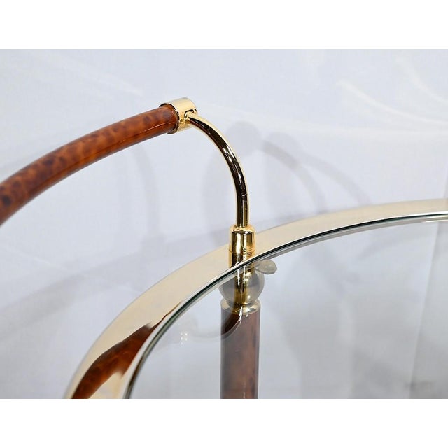 Roller Table in Glass and Gold Metal, 1980s For Sale - Image 4 of 15