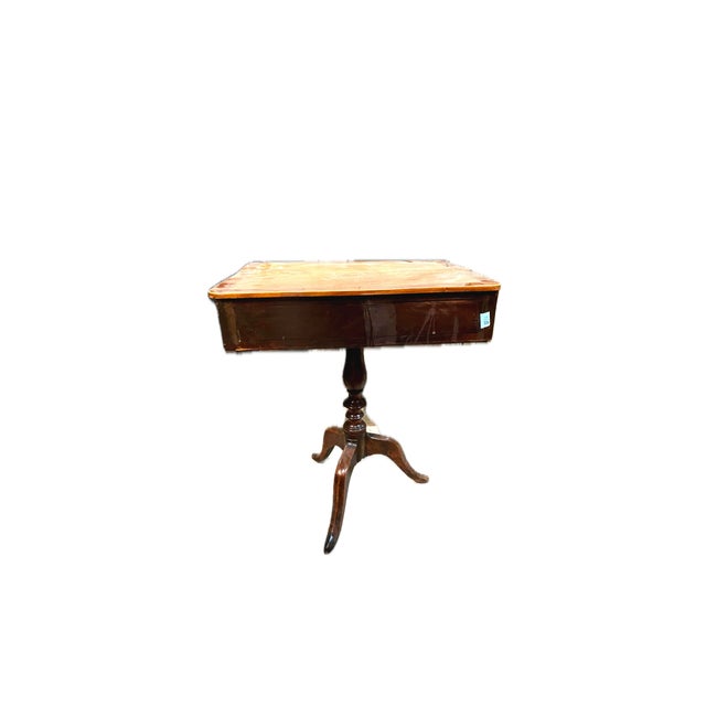 Mid 19th Century Gorgeous George III Mahogany Inlaid End Table on Pedestal Base For Sale - Image 9 of 9