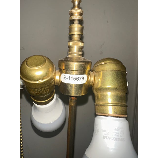 Mid 20th Century Hollywood Regency 4-Column Brass & Green Marble Floor Lamp For Sale - Image 10 of 10