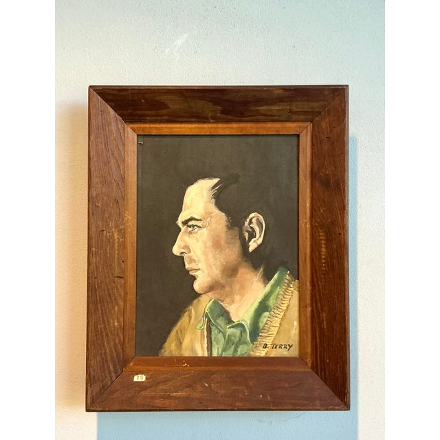 Add a layer of soulful, artistic character to your walls with this captivating vintage oil portrait, signed by the artist...