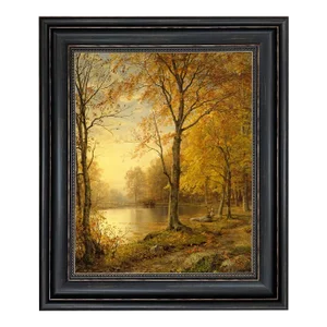 Indian Summer Autumn Landscape Contemporary Reproduction Print on Canvas, Framed 21x25