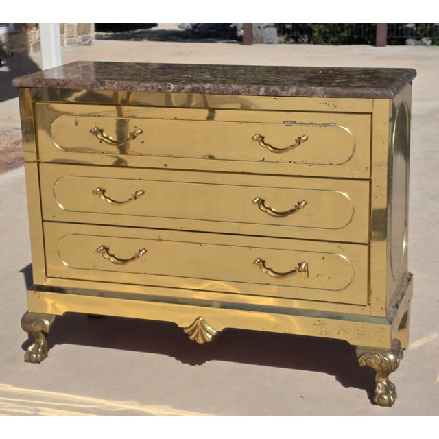 Brass Clad Dresser With Marble Top by Harden Furniture Company For Sale - Image 4 of 18
