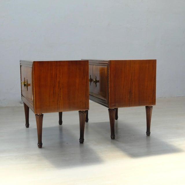 Mid-Century Bedside Tables in Italian Briar Design, 1950s, Set of 2 For Sale - Image 4 of 18