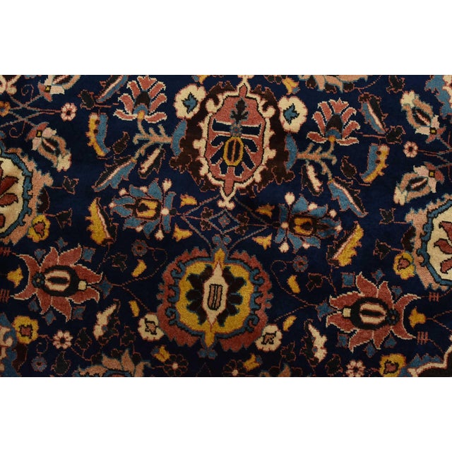 2000 - 2009 Varamin Rug 10’1” X 13’7” Blue Wool Vintage Traditional Hand-Knotted Carpet For Sale - Image 5 of 14