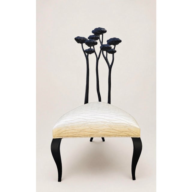 Christopher Guy Set of Six Christopher Guy “Le Jardin” Dining Chairs in Black Matte Lacquered Mahogany For Sale - Image 4 of 9
