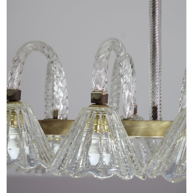 1940sMuseal 8 Light Art Decò Barovier E Toso Chandelier, Murano "Bubble" Glass For Sale - Image 13 of 14