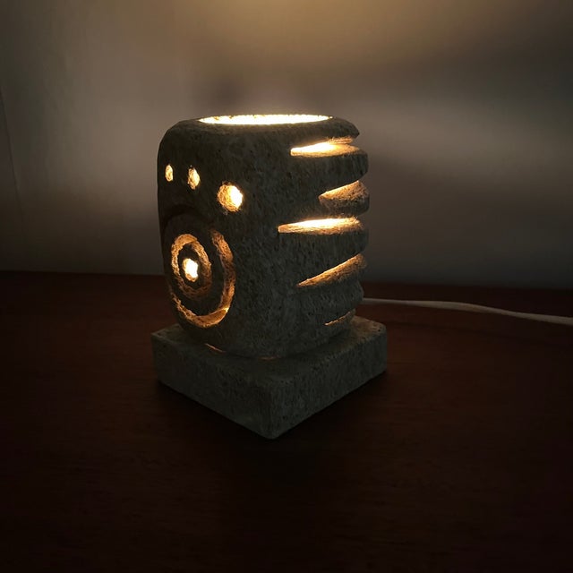 Limestone Table Lamp in the style of Gerard Esnault, 1960-1970s For Sale - Image 9 of 16
