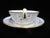 Royal Crown Derby English Bone China, A1277 footed soup or cream bowl with handles and saucer in lovely Mandarin Blue...