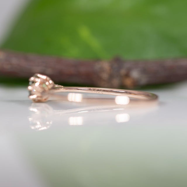 Demantoid Garnet Ring With Earth-Mined Diamond Accents: Solid 14k Gold, 4.25mm, Size 6.75 For Sale - Image 9 of 9