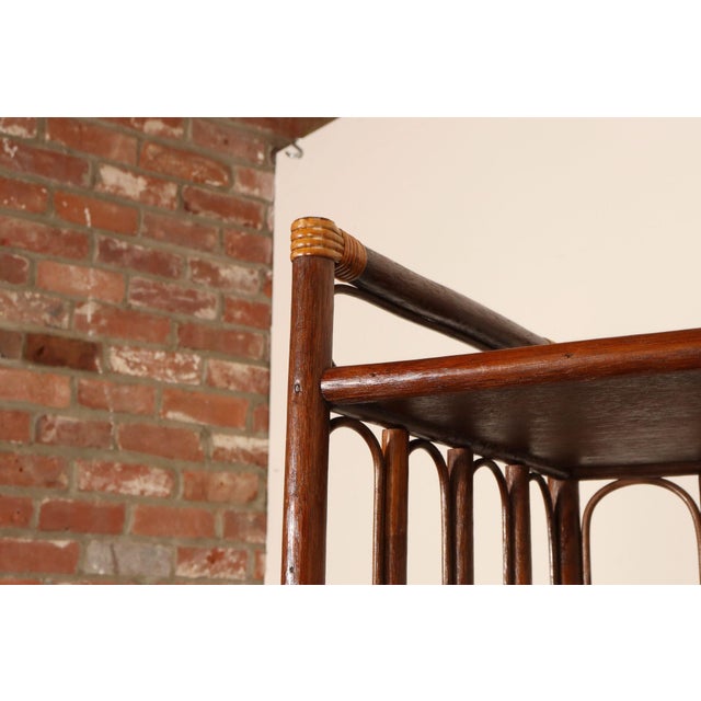 Brown Vintage French Stained Bamboo and Rattan Six Tier Open Etagere / Bookshelf For Sale - Image 8 of 18