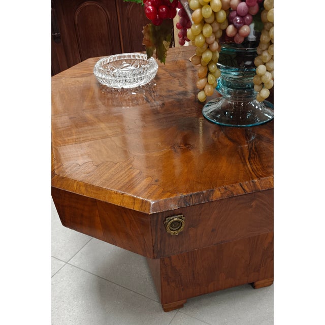 Brown Art Deco Octagonal Walnut Table, 1940s For Sale - Image 8 of 11