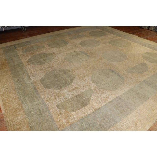 Zabihi Collection Abstract Large Square Antique Turkish Oushak Rug For Sale - Image 12 of 12
