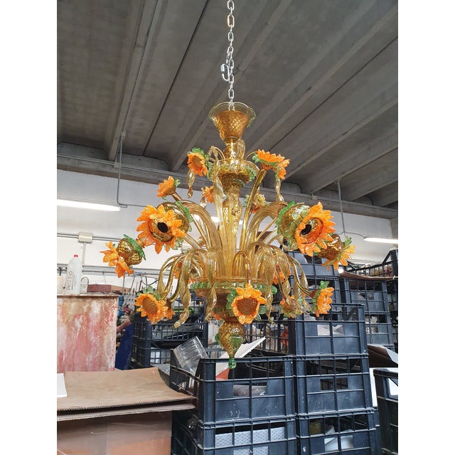 Contemporary Venetian Sunflowers Murano Glass Chandelier For Sale - Image 12 of 12