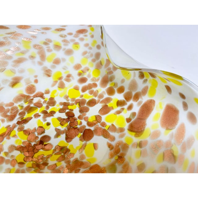 Large Murano Gold Aventurine Art Glass Bowl Flower Form Italy 1950s For Sale - Image 13 of 14