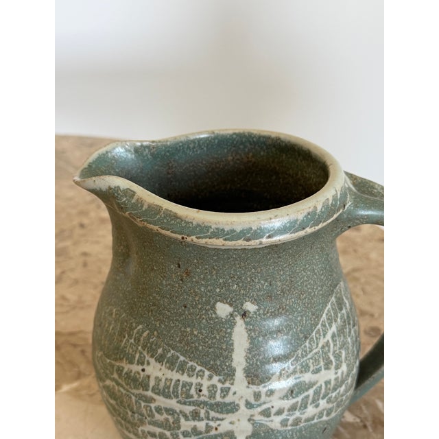 Pottery Pitcher With Dragonfly Glaze, Signed & Dated by Artist, Circa 1990s For Sale - Image 11 of 17