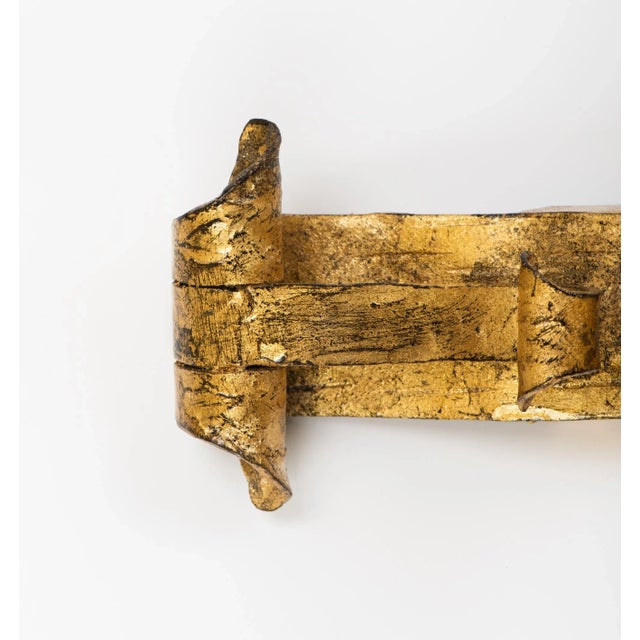 1950s Spanish Gilt Metal Gothic 3-Light Wall Sconce For Sale - Image 4 of 8