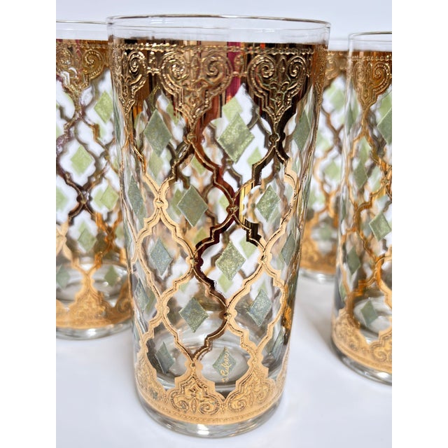 Gold 1960s Culver LTD Highball Glasses 22 K Gold Valencia Design For Sale - Image 8 of 18