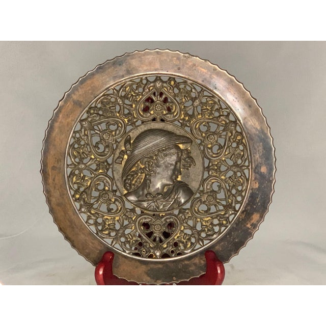 Bronze Art Nouveau Bronze Maiden Plate: Repousse Wall Plaque For Sale - Image 8 of 8