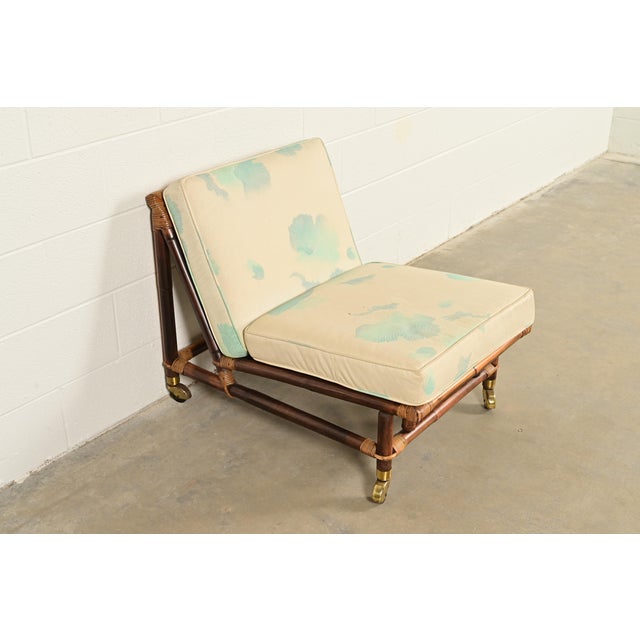 Ficks Reed John Wisner for Ficks Reed Mid-Century Hollywood Regency Bamboo Rattan Lounge Chair, 1950s For Sale - Image 4 of 15