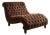 Vintage Rachlin Tufted Chaise Lounge Sofa Chair Carved Wood Frame Nailhead Trim For Sale