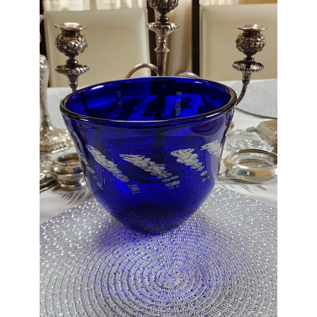 Late 20th Century Handmade Cobalt Glass Bowl Signed by Artist Linda Backus For Sale - Image 4 of 9