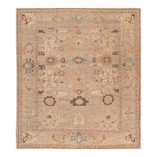 2010s Brown Modern Sultanabad Wool Rug With Floral Design For Sale