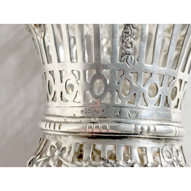 C1890 German Breidenstein Silver Glass Basket - 1 Pc For Sale - Image 11 of 13