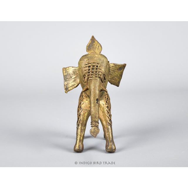 Antique Indian Dhokra Elephant Figurine For Sale - Image 4 of 5