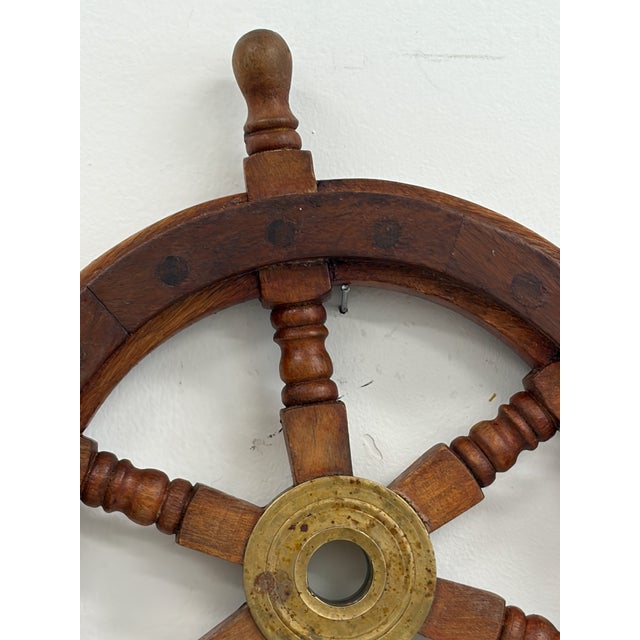 Mid 20th Century Wooden Ship’s Wheel Wall Decor For Sale - Image 5 of 14