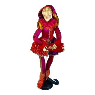 1940s Vintage Art Nouveau Italian Boho Chic 28” Valentine Jester Sculpture Centerpiece For Sale
