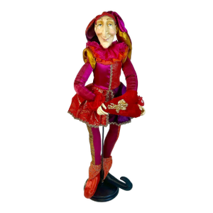 1940s Vintage Art Nouveau Italian Boho Chic 28” Valentine Jester Sculpture Centerpiece