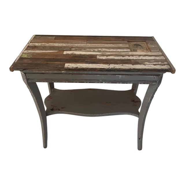 1960s Rustic Mismatched Reclaimed Wood Side Table For Sale